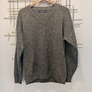 VTG Protege V Neck Speckled Knit Sweater Acrylic Wool Alpaca Blend Men's Sz L